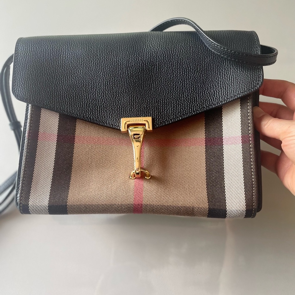 Burberry Black and Tan Crossbody Bag with Iconic Design